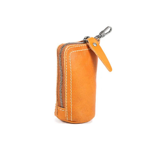 Cow Leather Key Bag Zipper Keychain Auto Car Key Case Bag