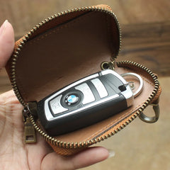 Leather Car Key Wallet Men Key Holder Housekeeper Horse Carving Keychain Covers