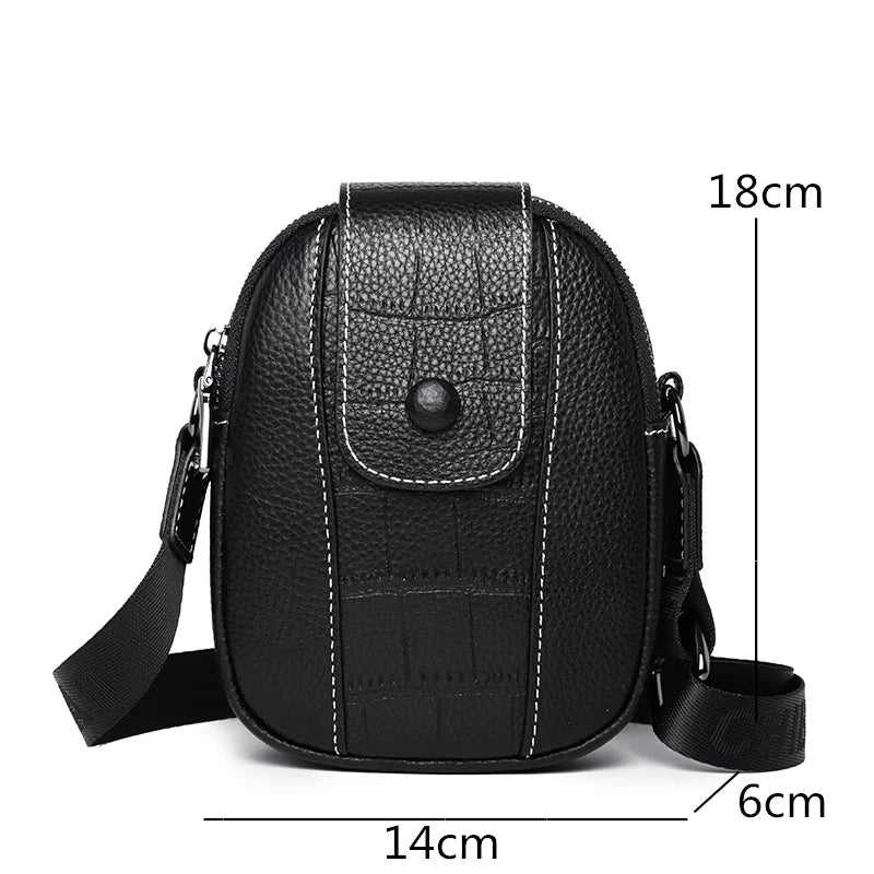 Leather Women Crossbody Zipper Shoulder Bag