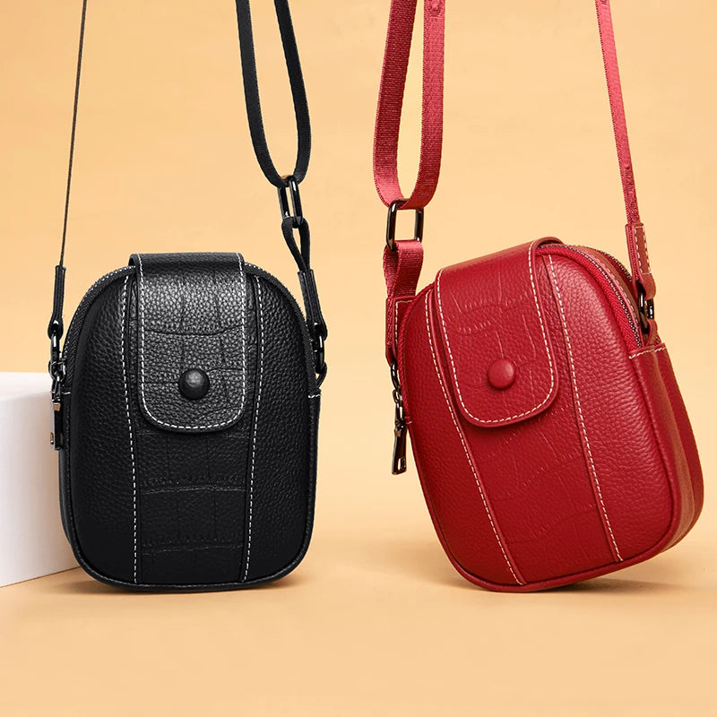 Leather Women Crossbody Zipper Shoulder Bag
