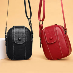 Leather Women Crossbody Zipper Shoulder Bag