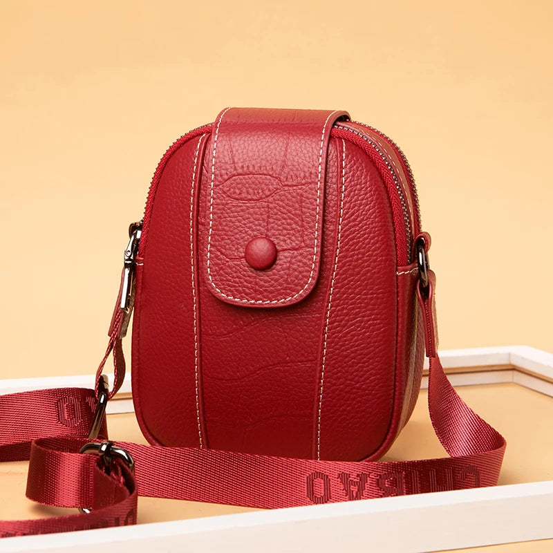 Leather Women Crossbody Zipper Shoulder Bag