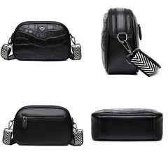 Leather Small Shoulder Bag Retro Style Wide Strap Messenger Wallet