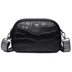 Leather Small Shoulder Bag Retro Style Wide Strap Messenger Wallet