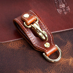 Vintage Leather Key Holder Men Waist Belt Loop Hook Buckle Keychain Organizer