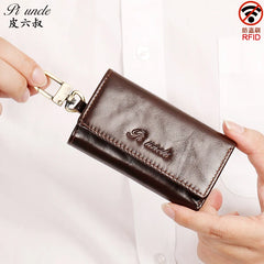 Leather Key Case Men Car Key Holder Zipper Keys Case Top Male Man