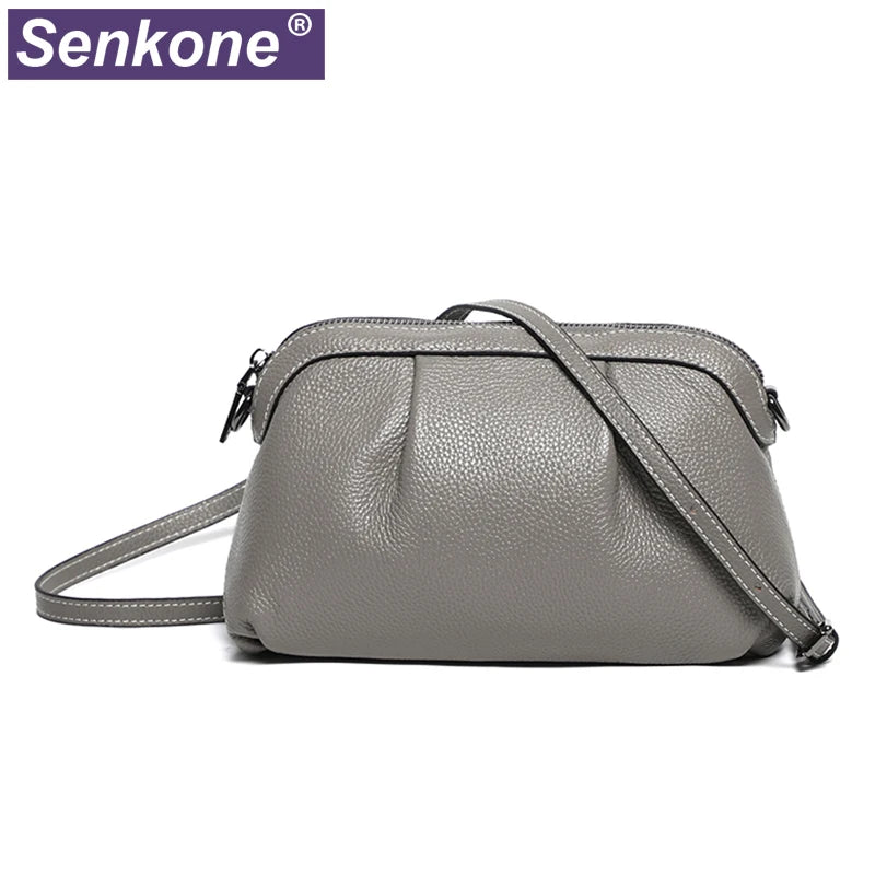 Leather Lady Shoulder Bags Small Handbag Crossbody Bag Gray