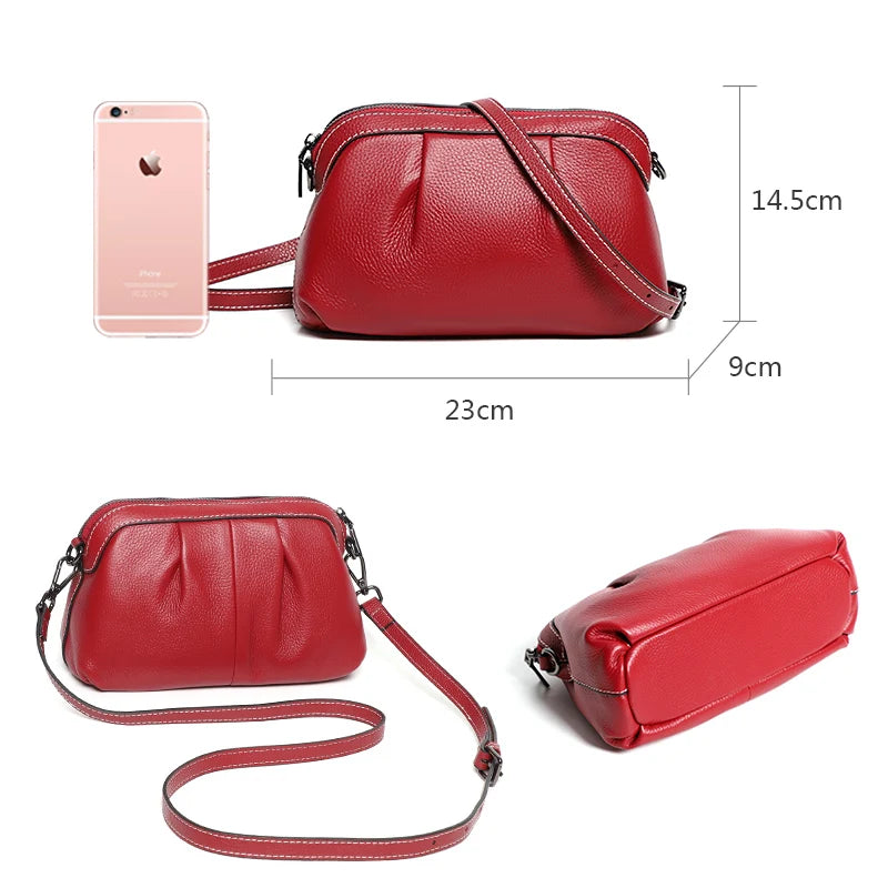 Leather Lady Shoulder Bags Small Handbag Crossbody Bag Gray