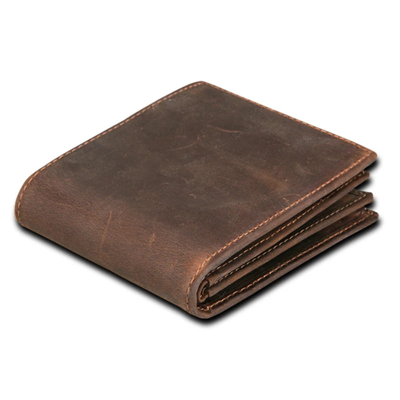 Leather Men Wallet Zipper Small Money Purses Short Bifold Men Wallets