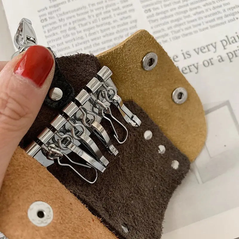 Leather Mini Keychain Holder Bag Case Unisex Wallet Cover Solid