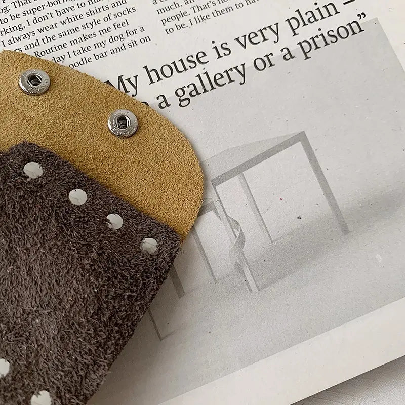 Leather Mini Keychain Holder Bag Case Unisex Wallet Cover Solid