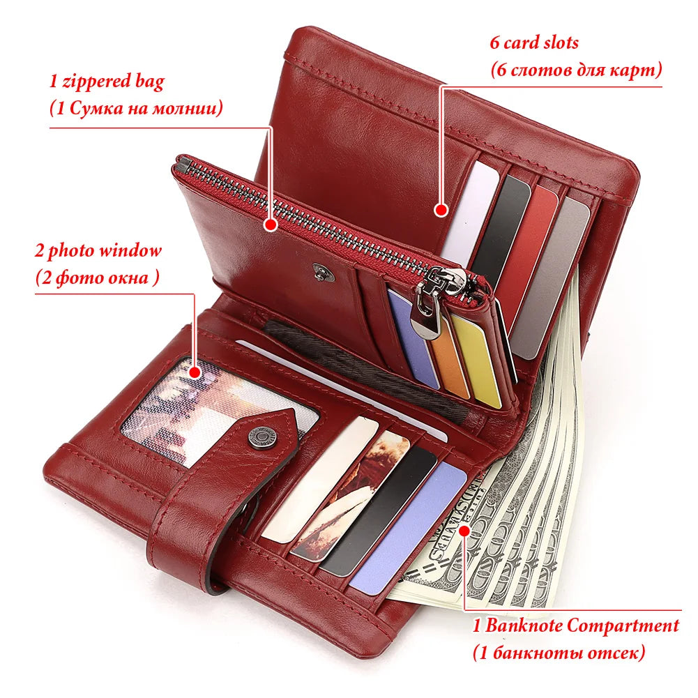 Retro Soft Leather Men and Women Short Wallet RFID Blocking