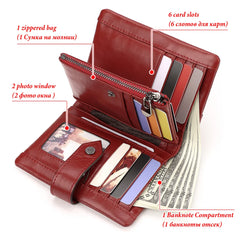 Retro Soft Leather Men and Women Short Wallet RFID Blocking