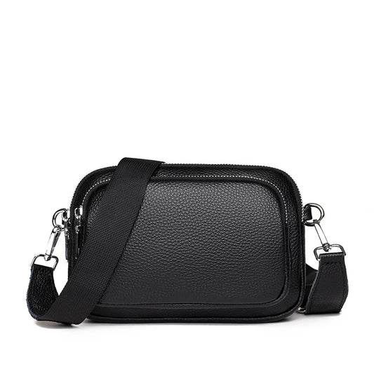 Leather Shoulder Crossbody Bag 3 Layer Small Female Mobile Phone Bag