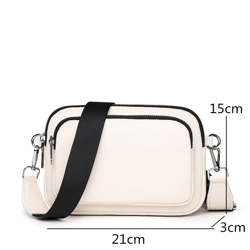 Leather Shoulder Crossbody Bag 3 Layer Small Female Mobile Phone Bag