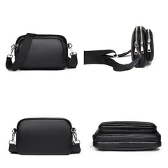 Leather Shoulder Crossbody Bag For Women 3 Layer Small Female Mobile Phone Bag