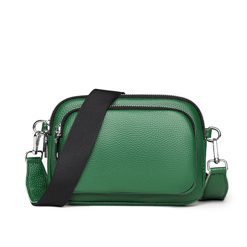Leather Shoulder Crossbody Bag 3 Layer Small Female Mobile Phone Bag