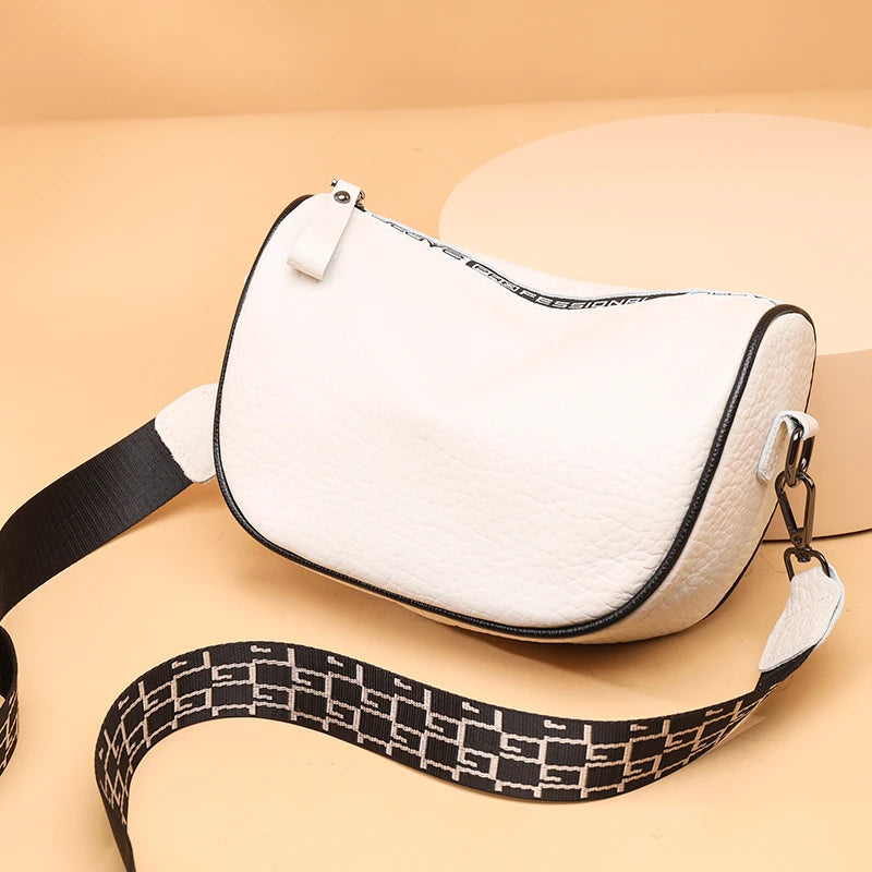 Solid Cow Leather Shoulder Crossbody Bag Women