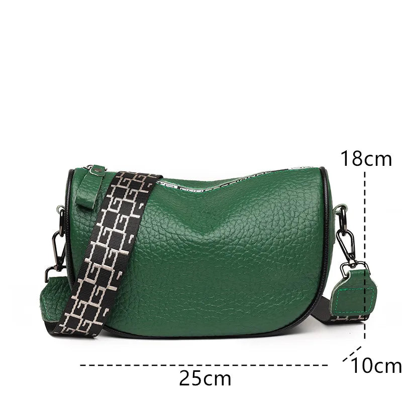 Solid Cow Leather Shoulder Crossbody Bag Women