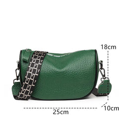 Solid Cow Leather Shoulder Crossbody Bag Women