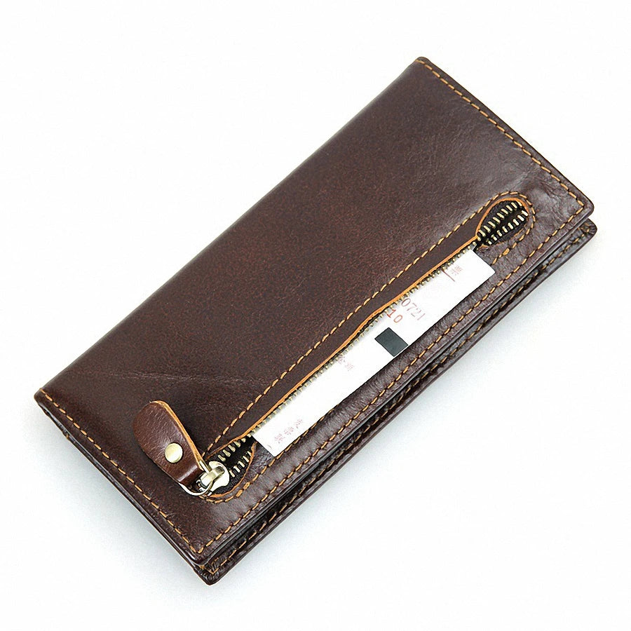 Mens Leather Wallet Long Zipper Clutch LI-1603
