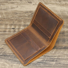 Vintage Style Bifold Brown Leather Wallet for Men