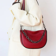 Leather Handbag Chains Cowhide Female Shoulder Bag