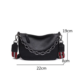 Leather Handbag Chains Cowhide Female Shoulder Bag
