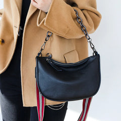Leather Women Handbag Chains Cowhide Female Shoulder Bag