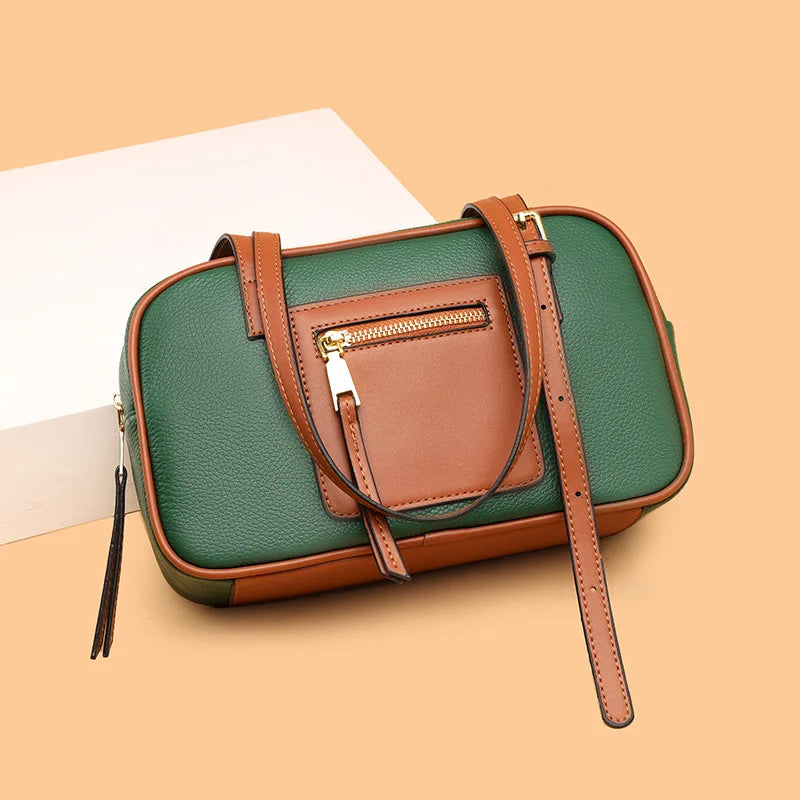 High-Quality Leather Women Handbags Soft Cowhide Shoulder Bag
