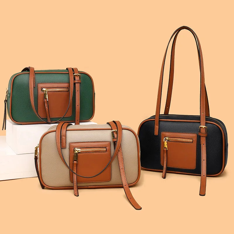 High-Quality Leather Women Handbags Soft Cowhide Shoulder Bag