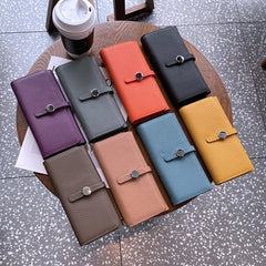 Leather Women Long Wallet Round Hasp Phone Clutch Bag