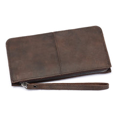 Retro Crazy Horse Leather Long Wallet Men Women Clutch Bag Handbag
