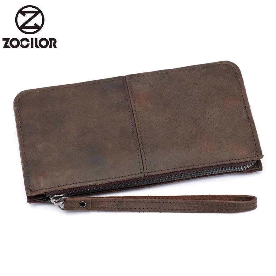Vintage Leather Clutch Bag Business Wallet Handbag