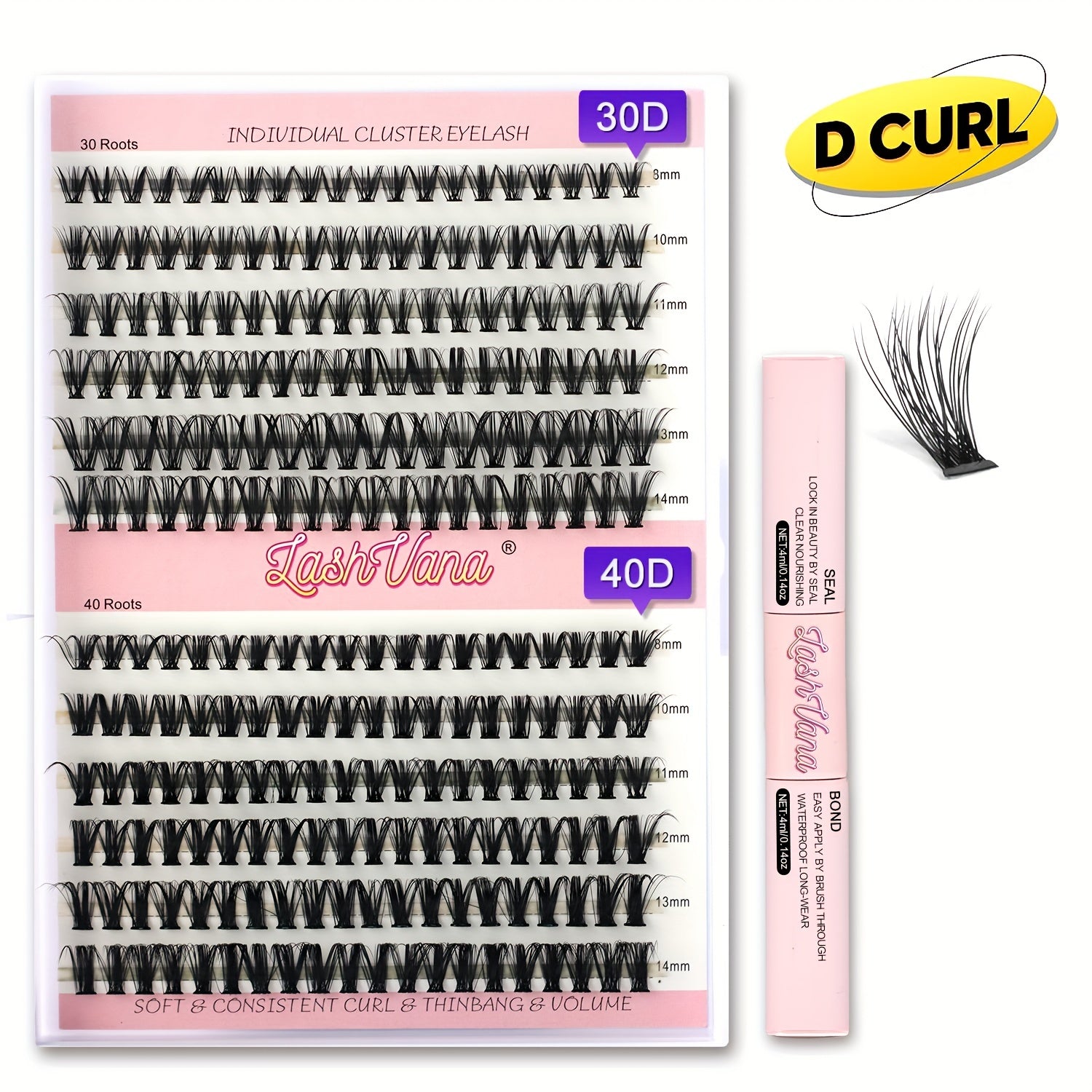 DIY Lash Extension Kit 240 Pcs Lash Clusters With Lash Bond And Seal