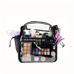 Clear PVC Makeup Artist Set Bag with Brush Holder