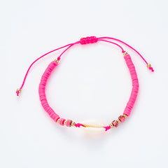 Hot Ocean Style Shell Gemstone Silicone Beaded Bracelet Hand Woven Adjustable