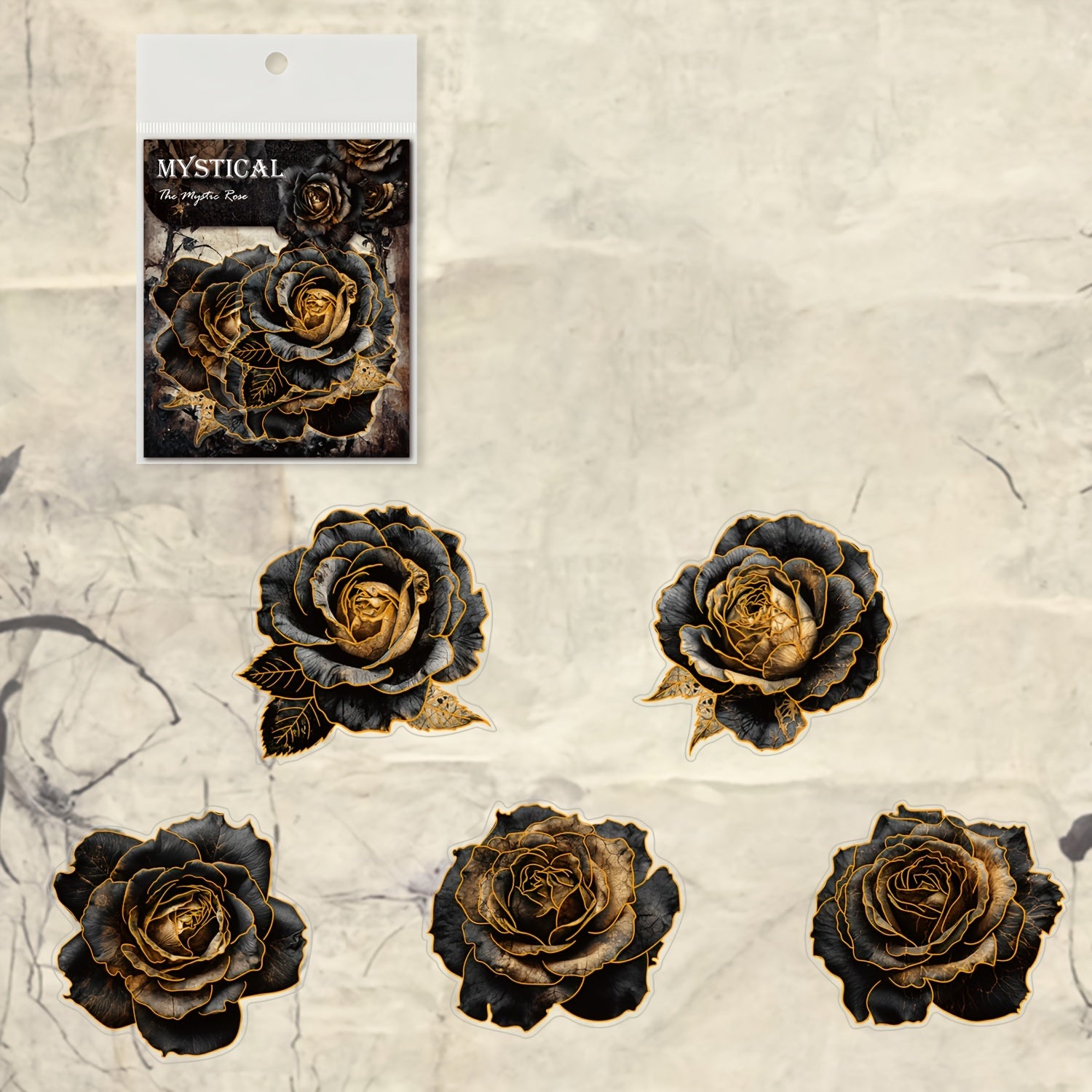 10Sheets Mysterious Rose Retro Floral Bronzing Journal Sticker
