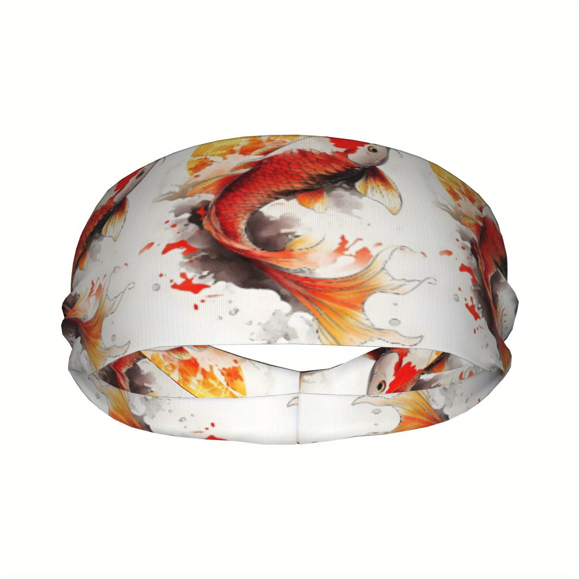 Koi Fish Sports Headband Sweat Wicking Stretchy Breathable Polyester