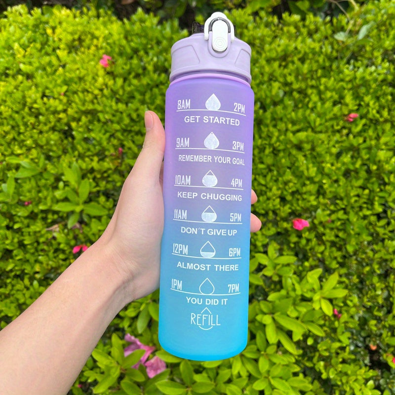 Large Capacity Motivational Water Bottle with Straw - Reusable Leakproof Durable