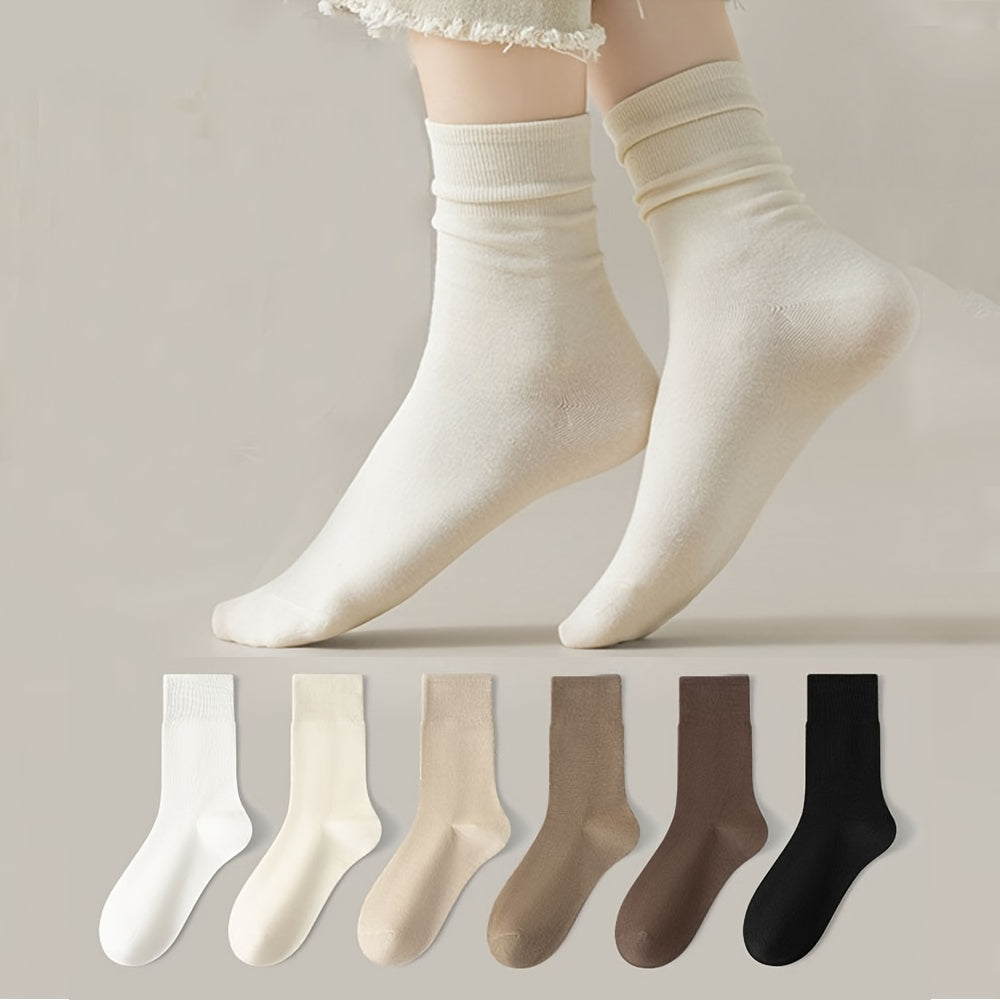 6 Pairs Warm Crew-Length Winter Socks for Women