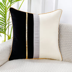 Patchwork with Striped Throw Pillow Cover for Home Chair Bed Office Sofa Couch
