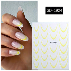 French Gradient Nail Stickers 12 Set Waterproof Solid Thin Tough Nail Stickers