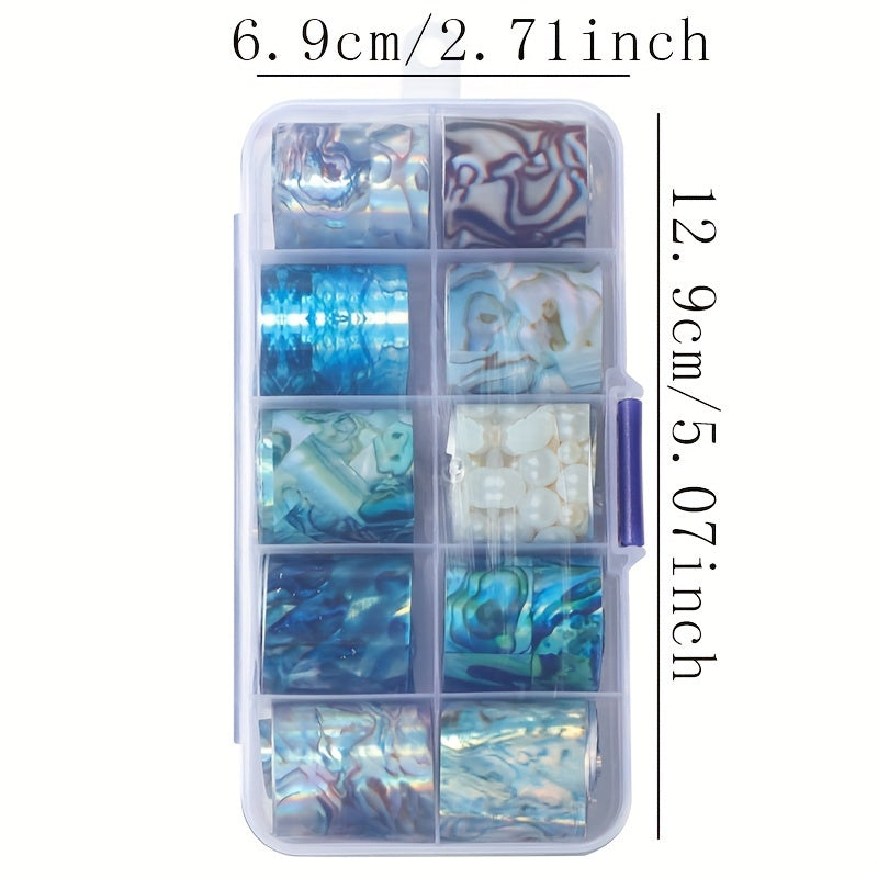 10 Roll Pearl Nail Foil Transfer Stickers Starry Sky Nail Foil