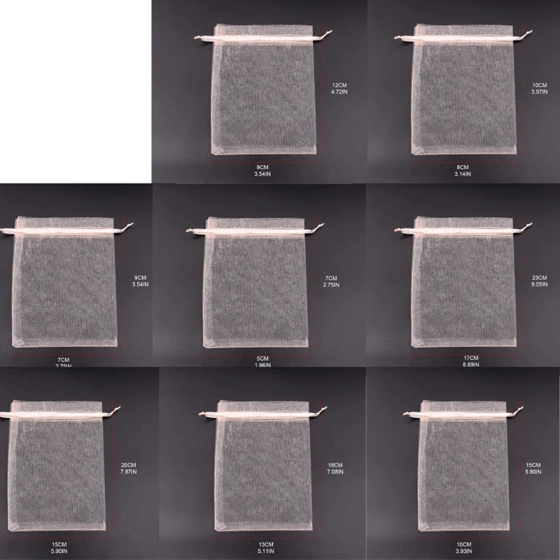 100 Sheer Organza Bags Drawstring Pouch for Jewelry Wedding Favor Party Candy
