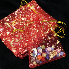 100Pcs Moon Stars Drawstring Organza Bags for Wedding Party