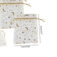 100Pcs Moon Stars Drawstring Organza Bags for Wedding Party