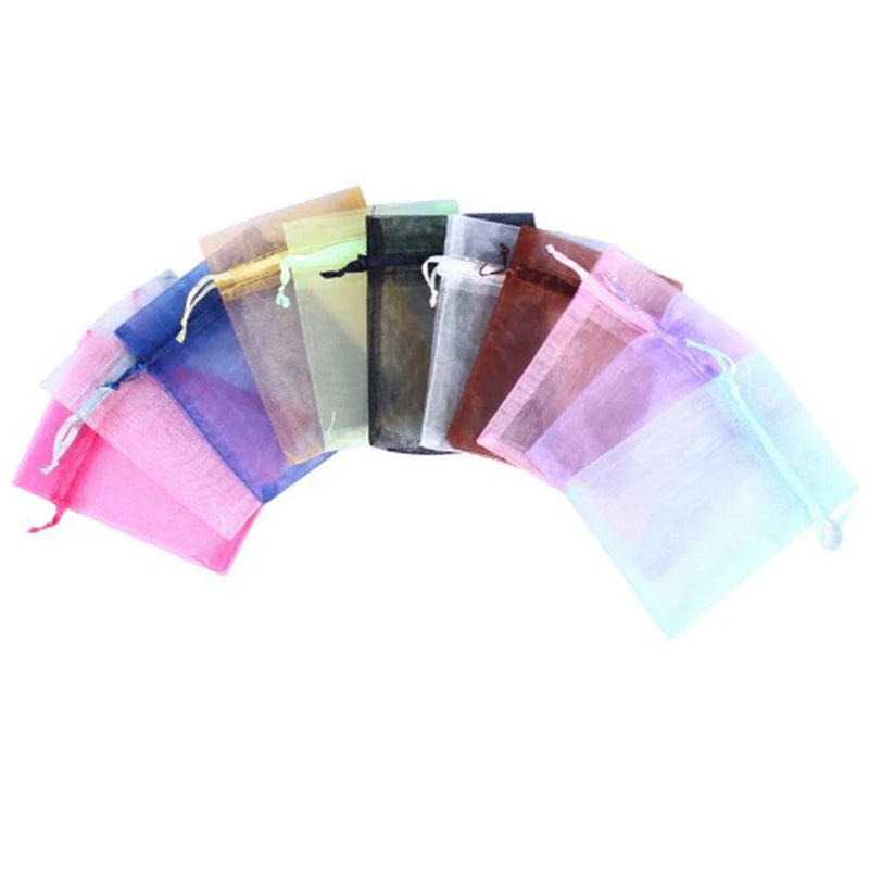 100Pcs Jewelry Tulle Drawstring Bag Wedding Gift Organza Bag