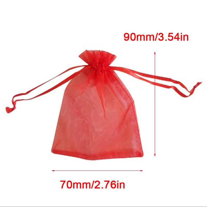 100Pcs Jewelry Tulle Drawstring Bag Wedding Gift Organza Bag