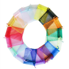 100Pcs Jewelry Tulle Drawstring Bag Wedding Gift Organza Bag